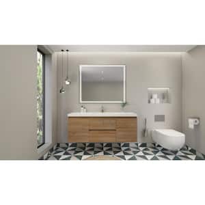 Bohemia 60 in. W Bath Vanity in Natural Oak with Reinforced Acrylic Vanity Top in White with White Basin