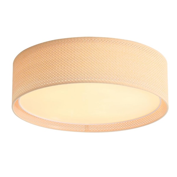 WINGBO 15.7 in. 3-Light Drum Flush Mount, Beige Finish