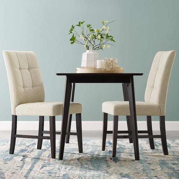 MODWAY Promulgate Biscuit Tufted Upholstered Fabric Dining Side Chair in Beige (Set of 2)