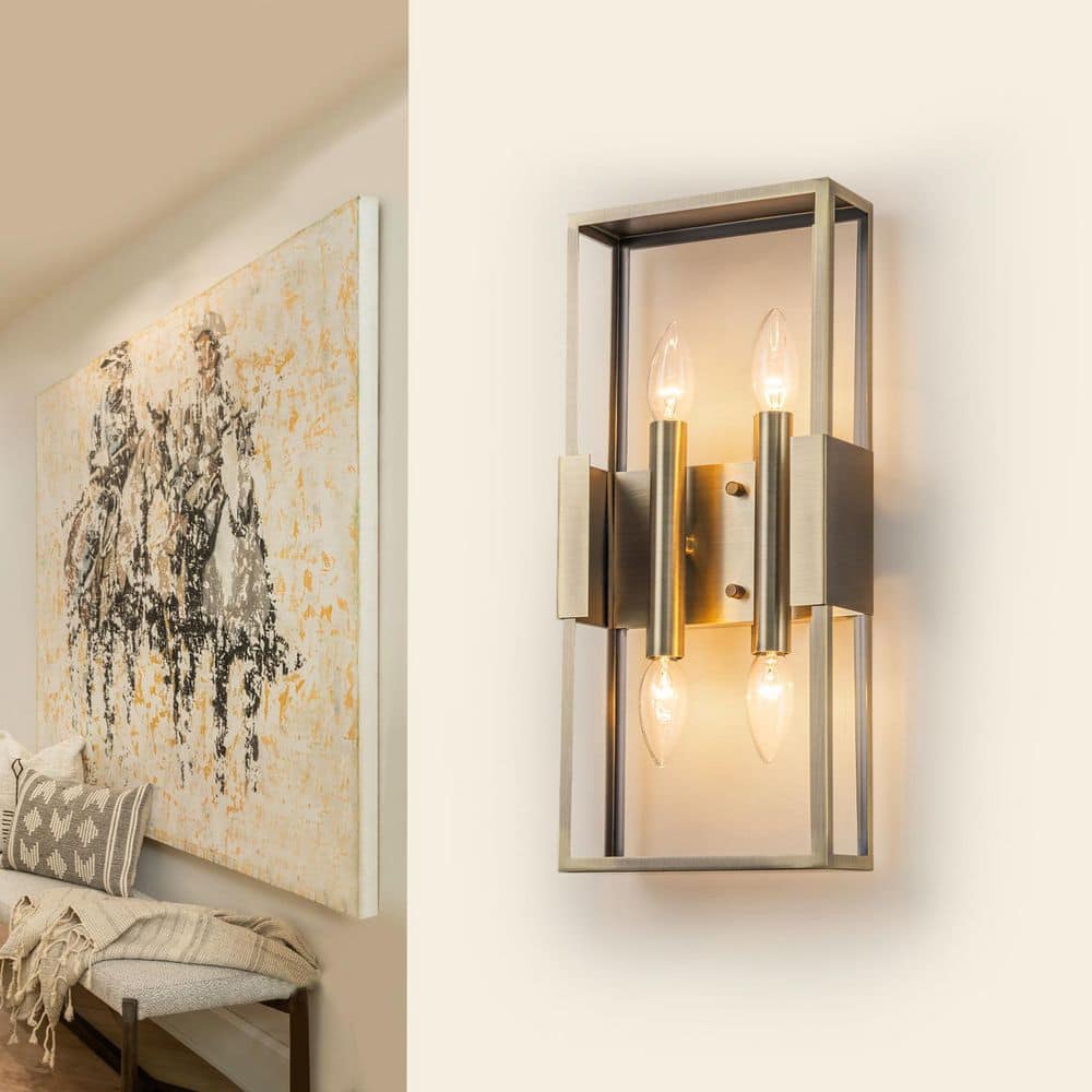 "7.9"" 4-Light Modern Vintage Antique Brass Rectangular Iron Wall Sconce for Bedroom, hallways" price history on PriceWatchPro