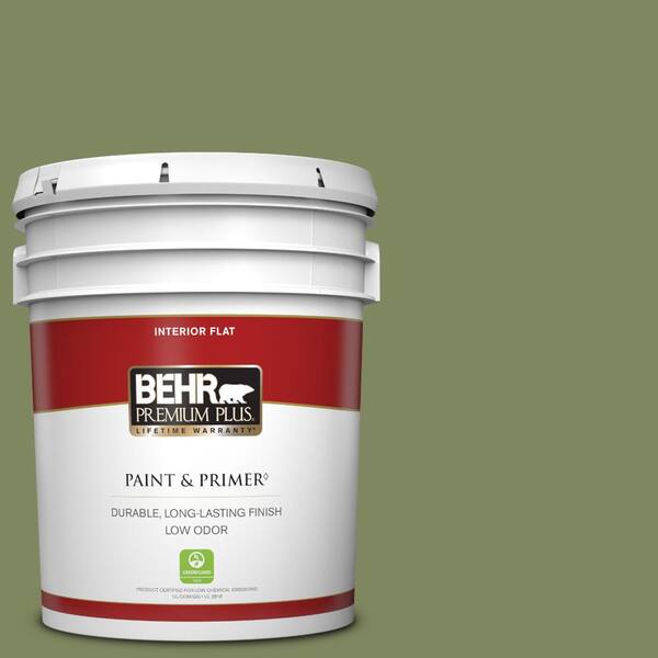 BEHR PREMIUM PLUS 5 gal. #PPU10-02 Tuscany Hillside Flat Low Odor Interior Paint & Primer