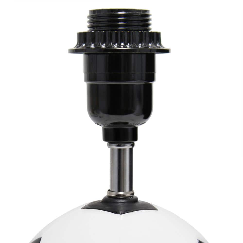 11.5" White and Black Ceramic Soccer Ball Table Lamp