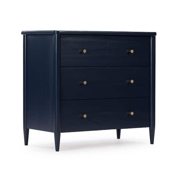 Harbor 3 Drawer with Divded Top Drawer Dresser, Blue