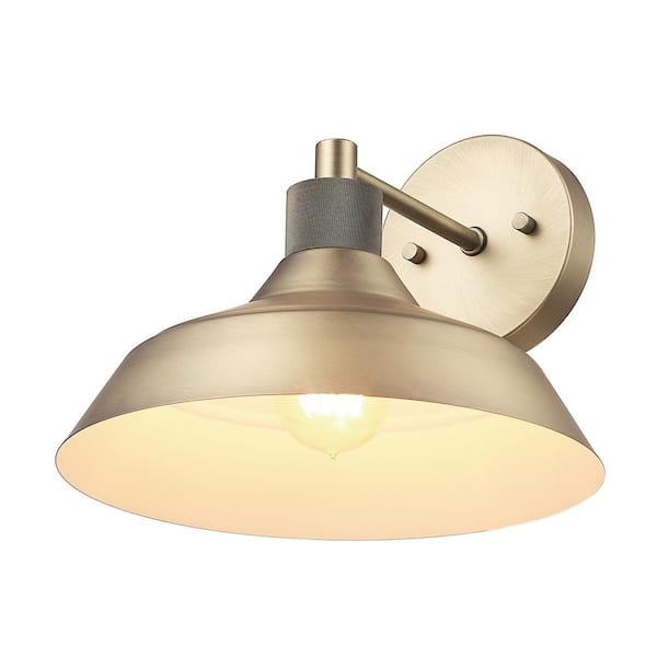 Globe Electric Sutton 1-Light Matte Brass Outdoor Wall Sconce with Textured Socket Detail
