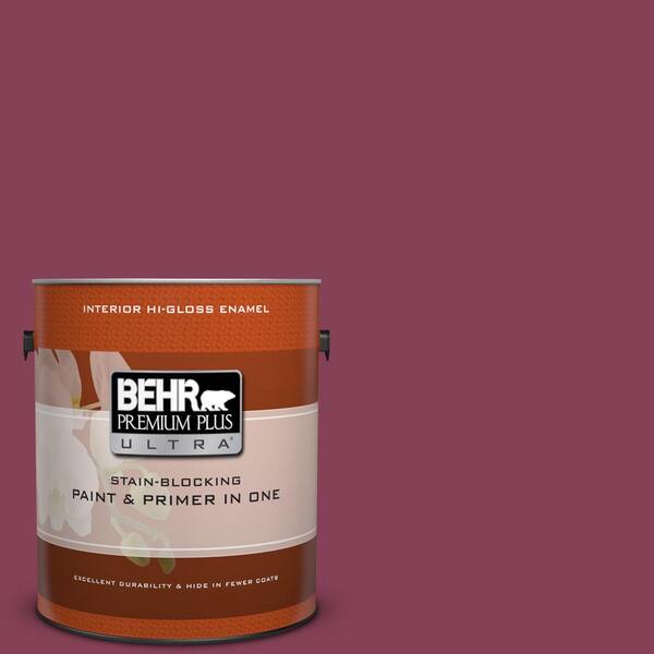 BEHR Premium Plus Ultra 1 gal. #MQ1-02 Wine Not Hi-Gloss Enamel Interior Paint and Primer in One