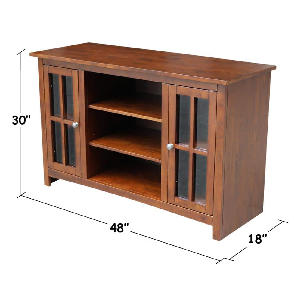 Espresso Solid Wood 48" Media Console with Cabinet