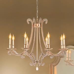 Trinity 8-Light Brushed Silver Candlestick Crystal Chandelier