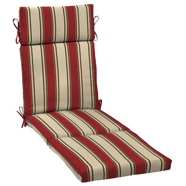 Hampton Bay Wide Chili Stripe Outdoor Chaise Lounge Cushion