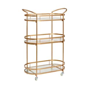 26¾ in. x 12½ in. x 37⅜ in. "Westwood" Gold Bar/Serving Cart