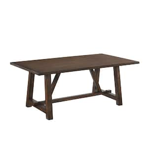 Jodell Rectangle Dark Oak Wood 72 in. Trestle Base Dining Table Seats 6
