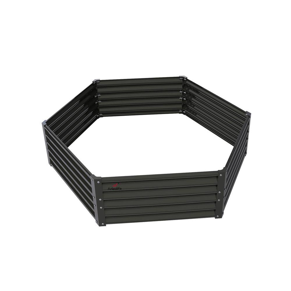 Grey 70in. x 60in. x 18in. Hexagon Galvanized Raised Garden Beds Anti-Rust 