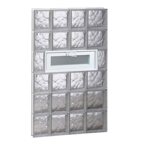 Clearly Secure 25 in. x 46.5 in. x 3.125 in. Frameless Wave Pattern Vented Glass Block Window