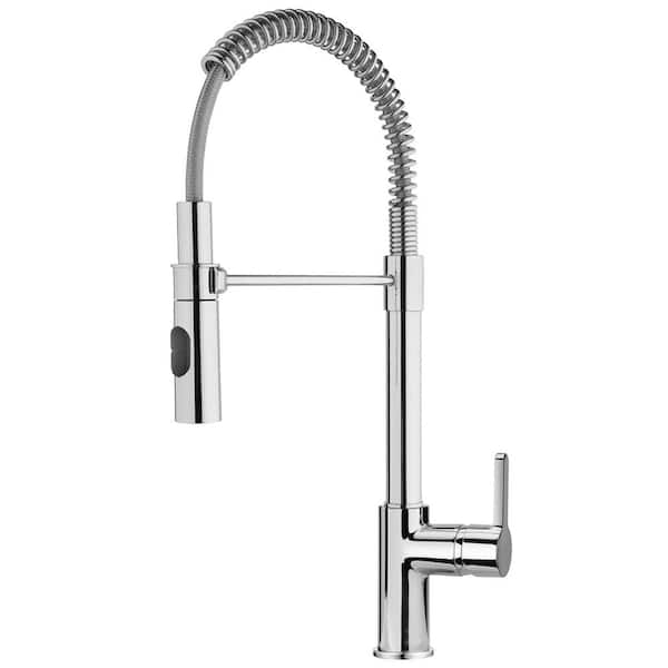 Arena Single Handle Pull Down Sprayer Kitchen Faucet with Spring Spout in Chrome