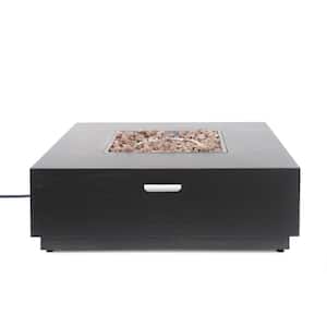 Wellington 40 in. W x 13.50 in. H Outdoor Patio Iron Gas Burning Brushed Brown Square Fire Pit with Tank Holder