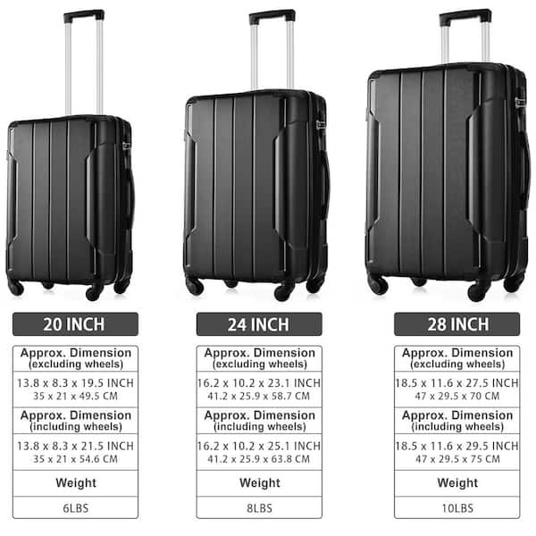 INNOBULE 25 in. Black Hardshell Spinner Suitcase with TSA Lock Lightweight Expandable Single Luggage SL 1024K The Home Depot