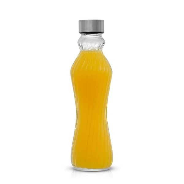 JoyJolt Reusable Glass 16 oz. White Juice Bottles with Lids (Set