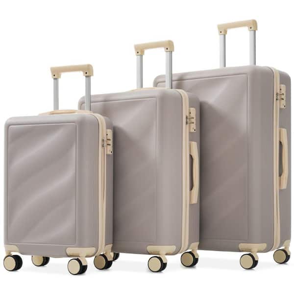 3 Bags 3-Piece Grayish Purple ABS Hardshell Spinner Luggage Set with TSA Lock, 360 Spinner Wheels, Side Hooks