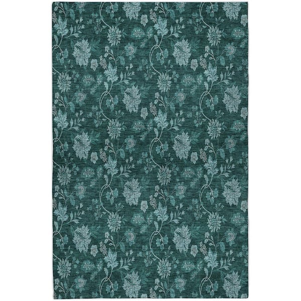 Dream Shag Premium Machine Washable Abstract ADS680 Teal 5 ft. x 7 ft. 6 in. Area Rug