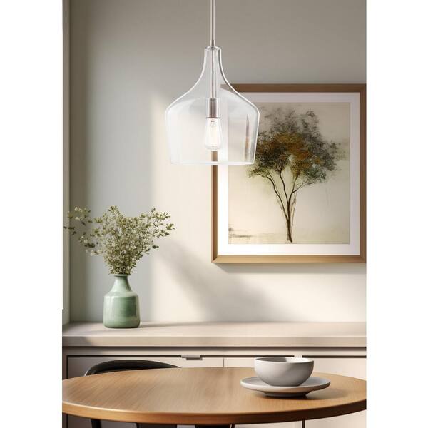 Lucy　0605 Kira Home Lucy 60-Watt 1-Light Brushed Nickel Modern Pendant