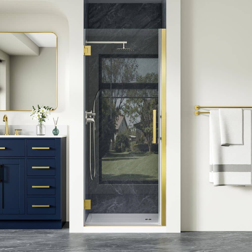 UF 30 in.-31 in. x 72 in. H Pivot Frameless Shower Door in Brushed Gold with Clear Glass price history on PriceWatchPro
