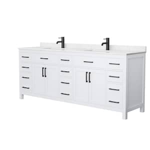 Beckett 84 in. W x 22 in. D x 35 in. H Double Sink Bath Vanity in White with Carrara Cultured Marble Top
