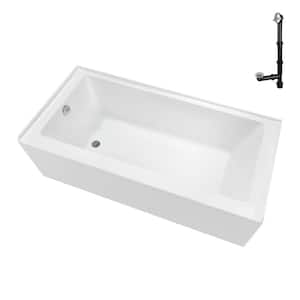 66 in. x 32 in. Soaking Acrylic Alcove Bathtub with Left Drain in Glossy White, External Drain in Polished Chrome