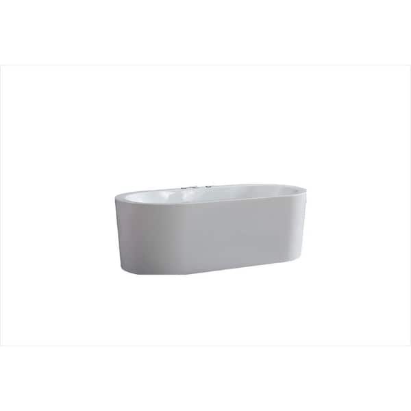 67 in. x 32 in. Oval Whirlpool Bathtub in White with 10 Hydro Jets, Air Bubble Massage, LED Lighting, Heated Soak