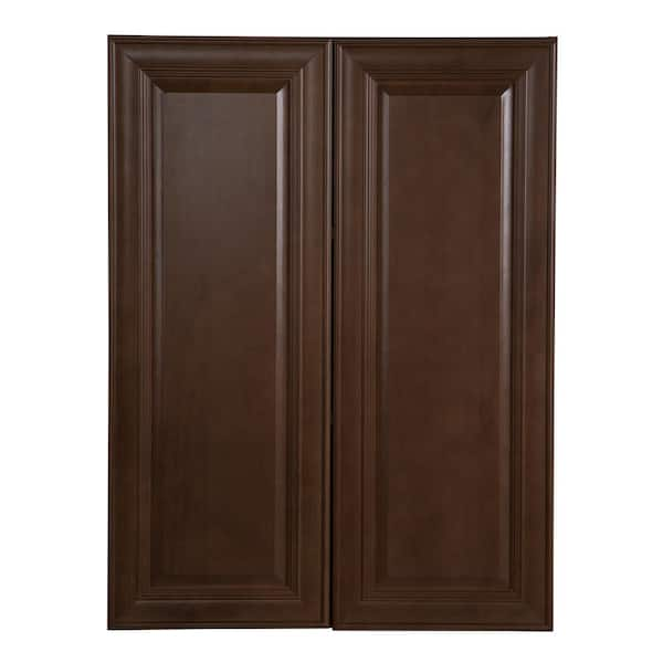 Hampton Bay Benton Assembled 27x36x12 in. Wall Cabinet in Butterscotch