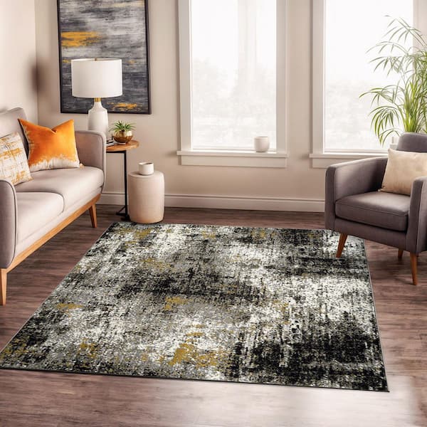 Adare Contemporary Abstract Yellow 6 ft. 6 in. x in. 6 ft. 6 in. Square Area Rug