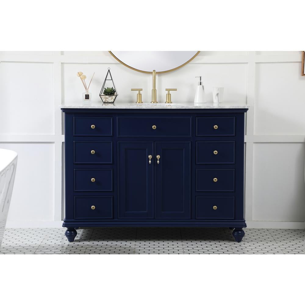 48-Inch Blue and White Marble Single Bathroom Vanity