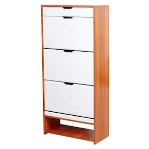 53.7 in. H x 24.8 in. W Brown Wood Shoe Storage Cabinet with 3 Flip Drawers