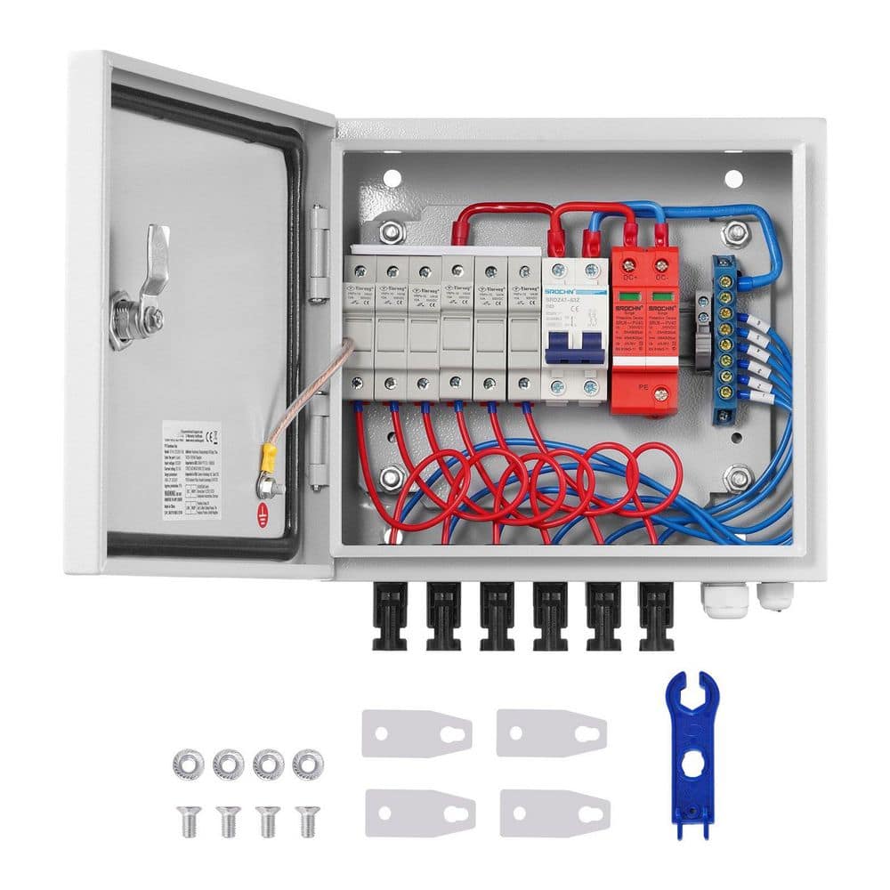 6 String PV Combiner Box DC 500V with 15A Fuses 125A Breaker 40kA Surge Protection IP65 Steel Enclosure price history on PriceWatchPro