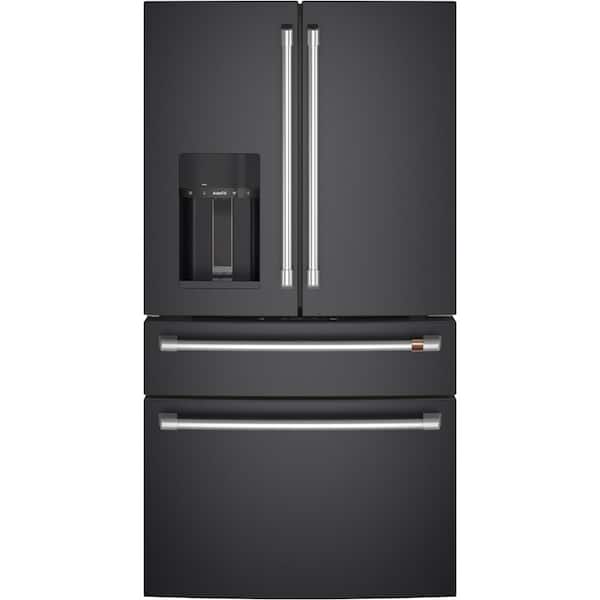 27.8 cu. ft. Smart 4- Door French Door Refrigerator with Convertible Middle Drawer in Matte Black, Autofill Dispenser