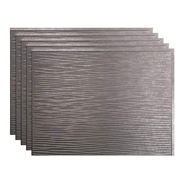 Fasade 18.25 in. x 24.25 in. Ripple Vinyl Backsplash Panel in Galvanized Steel (5-Pack)