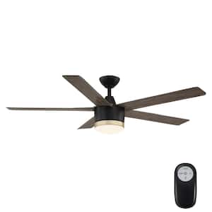 Merwry 56 in. Integrated LED Indoor/Outdoor Matte Black Ceiling Fan with Light Kit and Remote Control