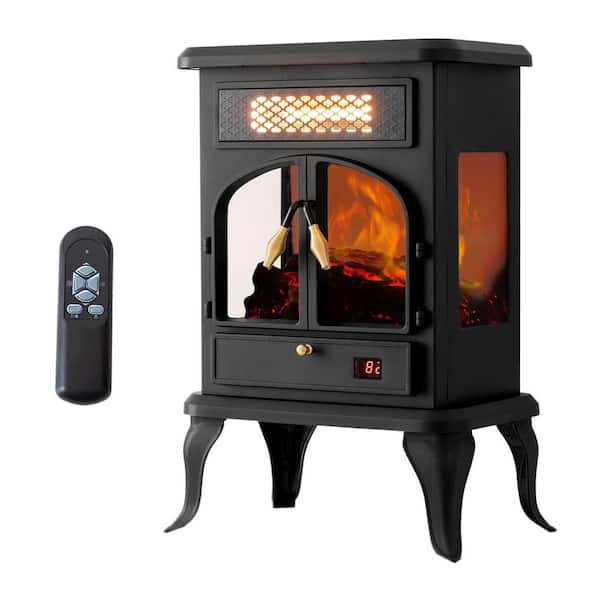 Unbranded 11 in. Freestanding Electric Fireplace Heater in Dark Black