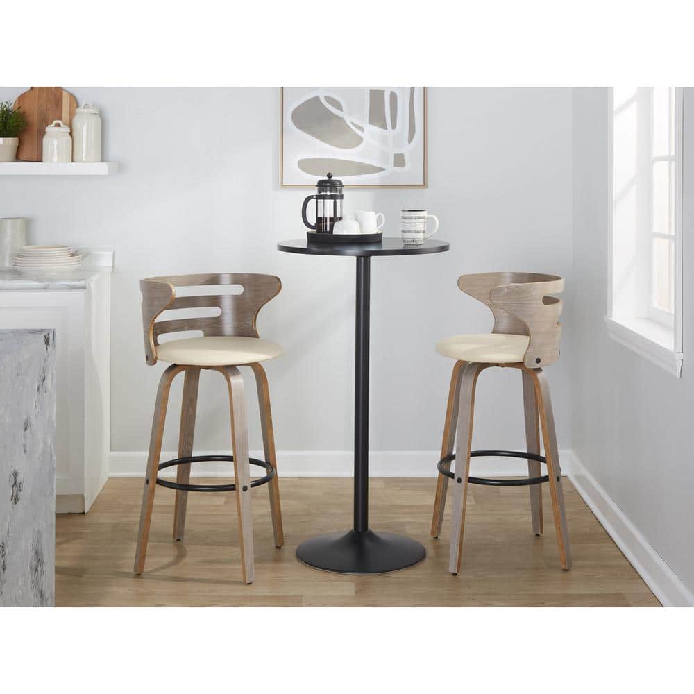 Cosini Cream Swivel Wood and Metal Barstool