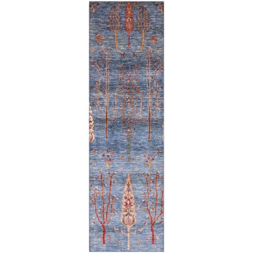Mayfield Premium Machine Washable Abstract AMF1922 Blue 2 ft. x 7 ft. Runner Rug price history on PriceWatchPro