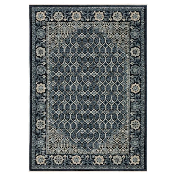 3 ft. x 5 ft. Ivory Oriental Area Rug with Fringe