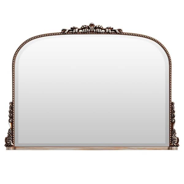 Vintage Silver 31.5 in. W x 43.5 in. H Classic Arched PU Framed  Wall Mirror Bathroom Vanity Mirror