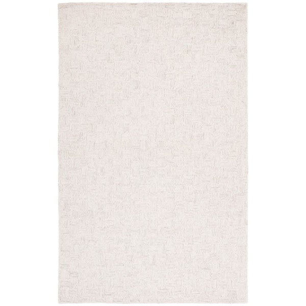 SAFAVIEH Micro-Loop Light Grey/Ivory 6 ft. x 9 ft. Striped Solid Color Area Rug