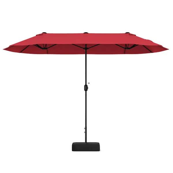 spca 13 ft. ' Double-Sided Patio Umbrella Twin Table Umbrella with Crank Handle in Wine