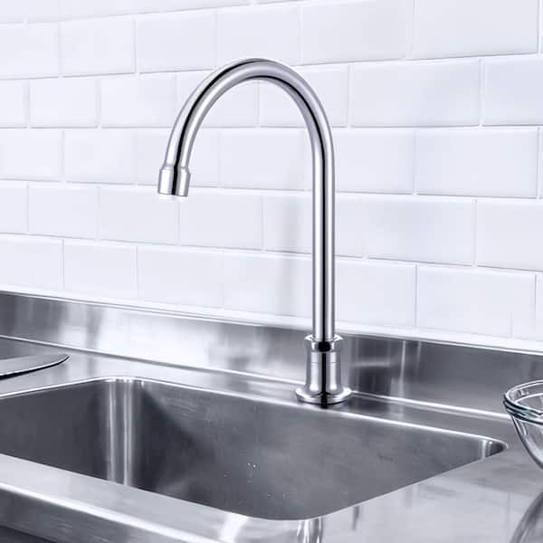 Deck Mount Standard Kitchen Faucet with Foot Pedal Control in Chrome