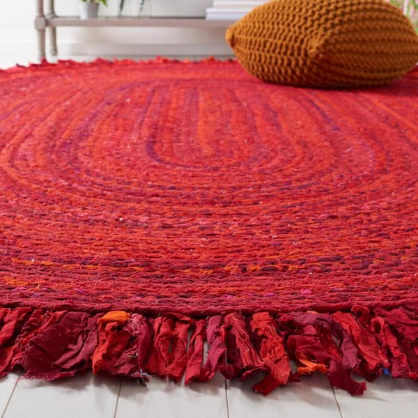 SAFAVIEH Braided Red/Multi 8 ft. x 10 ft. Oval Border Area Rug BRD210A-8OV  - The Home Depot