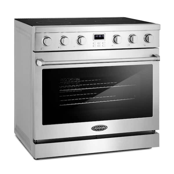 36 in. Haven Collection 6.0 cu. ft. Electric Ceramic Glass Range, 5-Burner Elements, Convection Oven, Stainless Steel