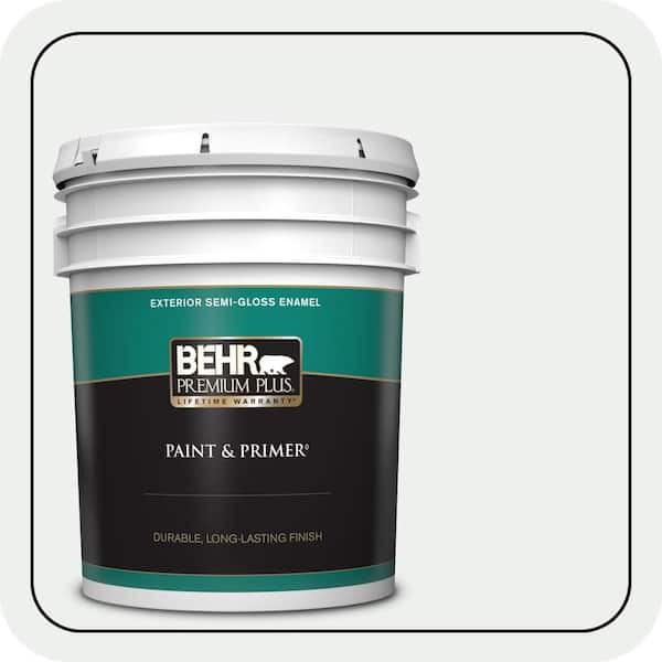 BEHR PREMIUM PLUS 5 gal. #BL-W15 Frost Semi-Gloss Enamel Exterior Paint & Primer