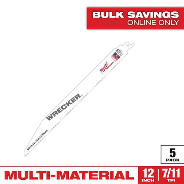 12 in. 7/11 Teeth per in. Wrecker Demolition Multi-Material Cutting Sawzall Reciprocating Saw Blades (5 Pack)