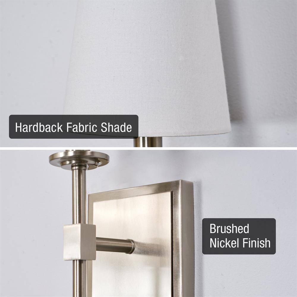 Torche 20" Transitional Wall Sconce with Linen Shade, Brushed Nickel