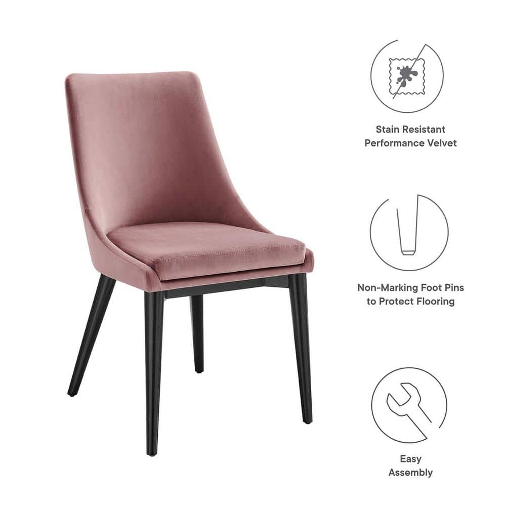 Dusty Rose Velvet Upholstered Side Chair with Wood & Metal Frame