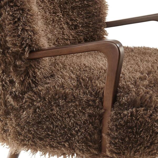MODWAY Zerra Faux Shearling Accent Armchair in Brown EEI-7487-BRN